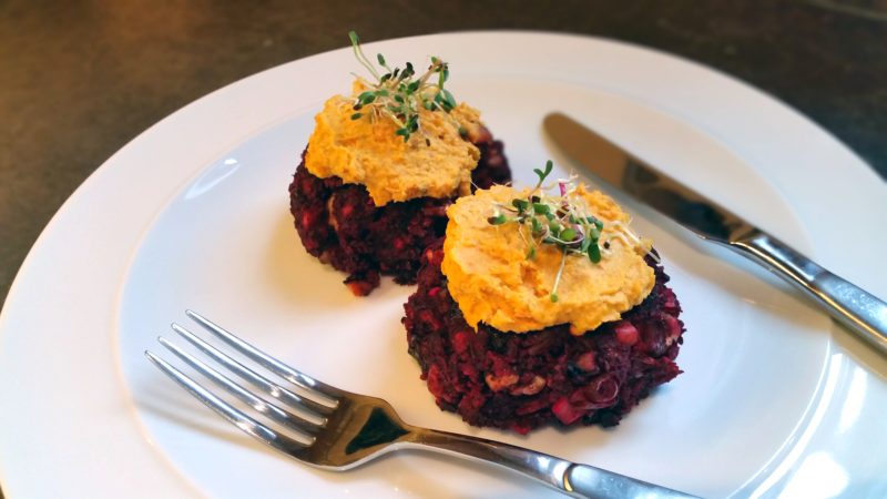 Beetroot, Walnut And Tofu-Feta Burger