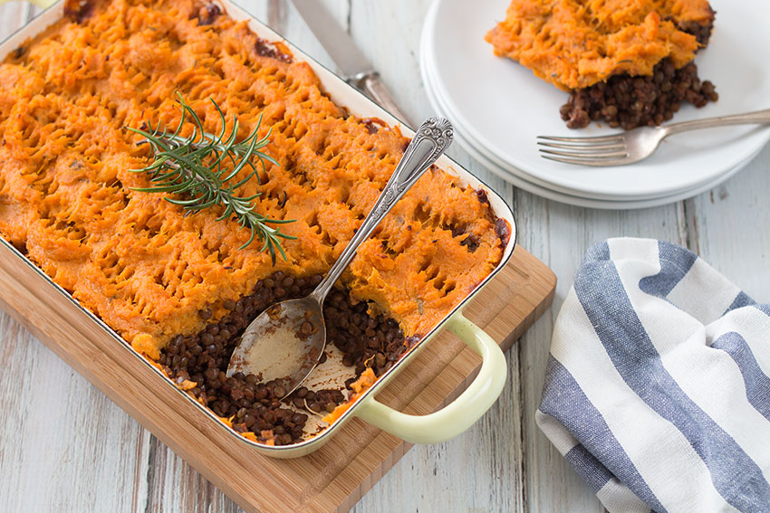 Vegan Shepherd's Pie With Sweet Potato Mash