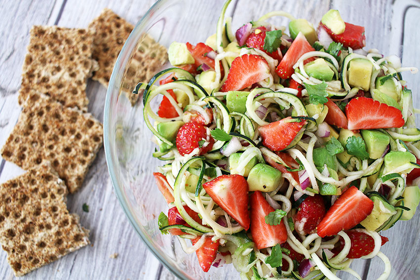 courgette, avocado and strawberry salad