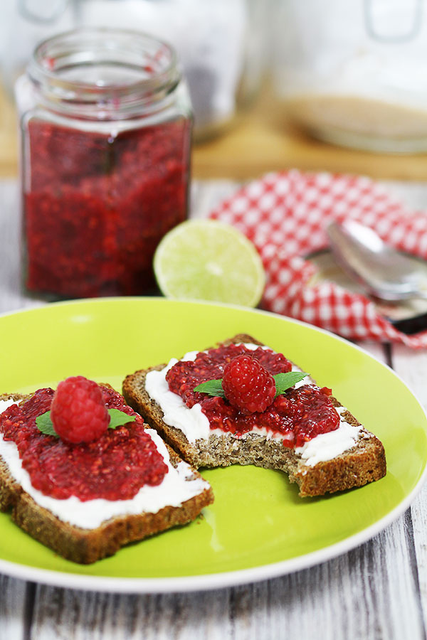 sourdoughbread with raspberry chia jam