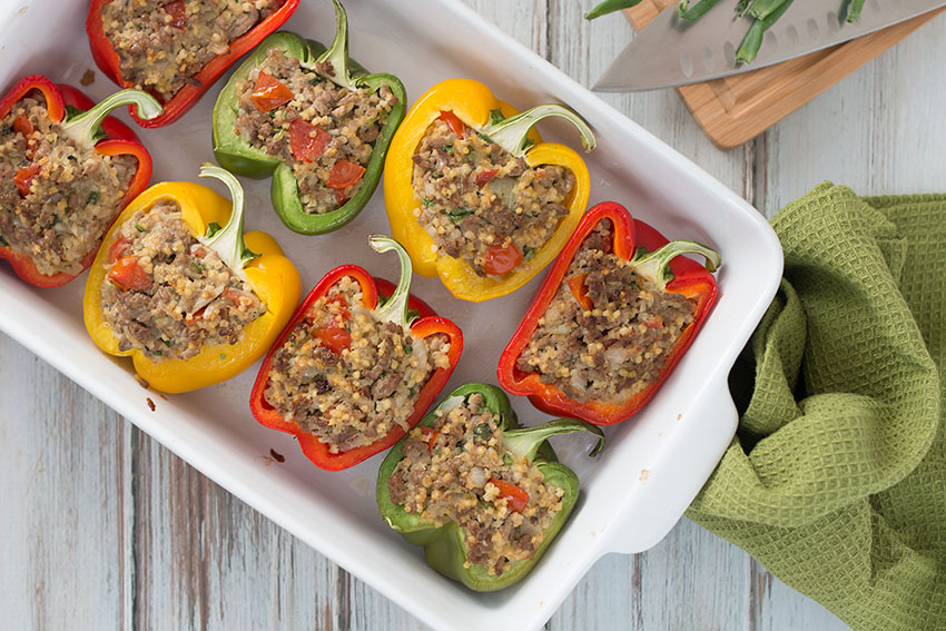 Beef & Millet Stuffed Peppers