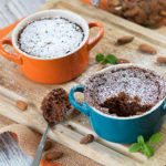 chocolate mug cake with icing sugar