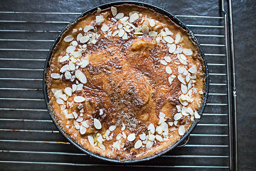 apple cake in baking pan