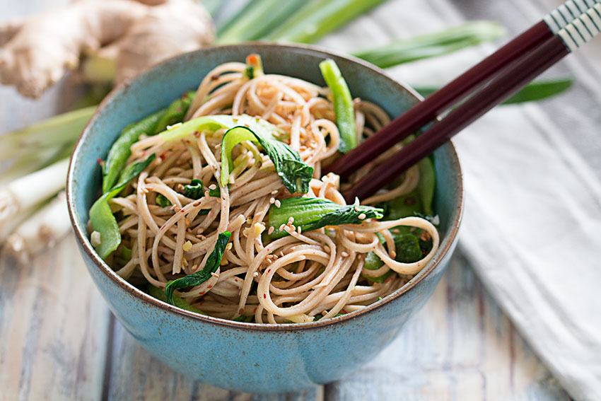 Ginger Sesame Noodles In A Bowl