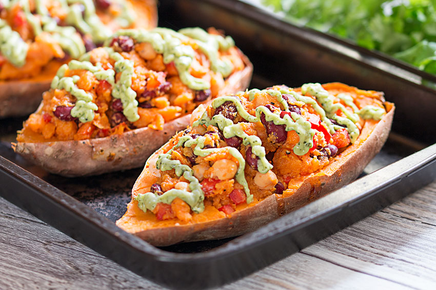 Stuffed Sweet Potatoes With Avocado Sauce The Healthy Tart