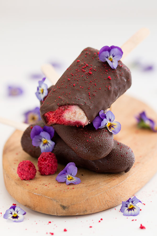 Raspberry Ripple Protein Popsicles