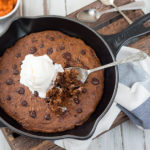 Pumpkin Chocolate Chip Skillet Cookie with Coconut Ice Cream