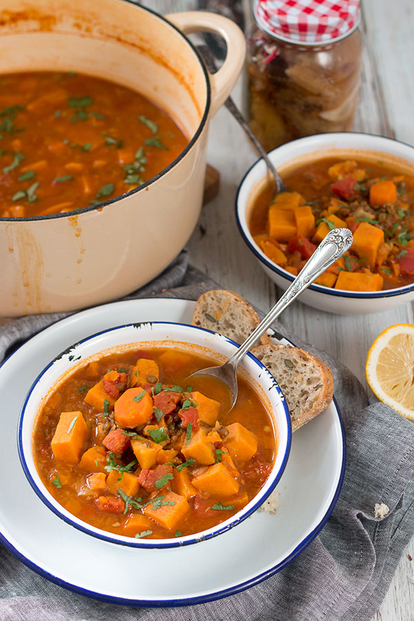 Moroccan-Spiced Sweet Potato And Lentil Soup