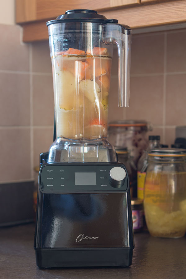 Easy Sweet Potato & Apple Blender Soup in Optimum Vac2 Vacuum Blender