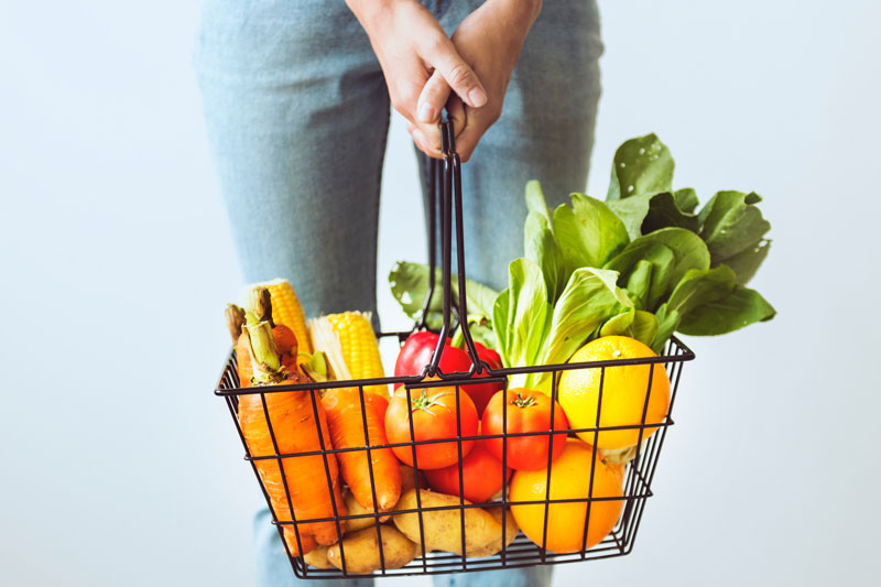 raw food shopping basket