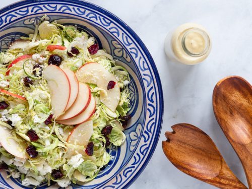 Brussels Sprout and Cauliflower Salad with creamy Honey Mustard Dressing