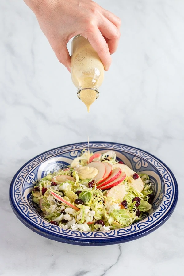 Brussels Sprout and Cauliflower Salad with creamy Honey Mustard Dressing